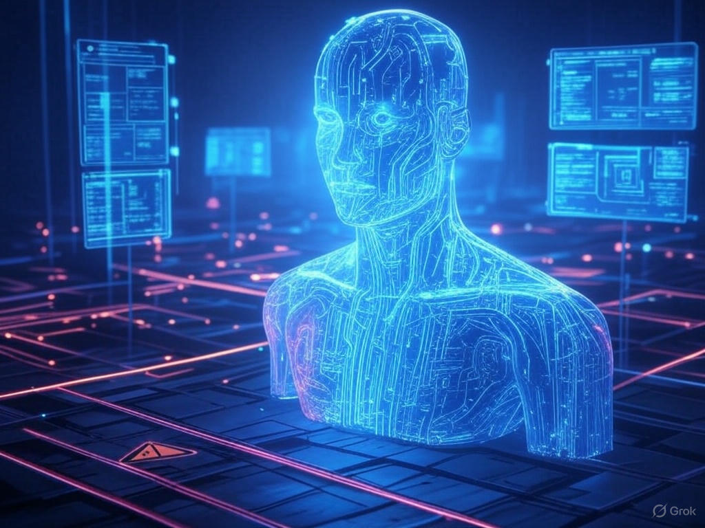 An AI taking the form of a man. Showing security risk.